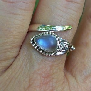Moonstone ring sterling adjustable from 8 to 9